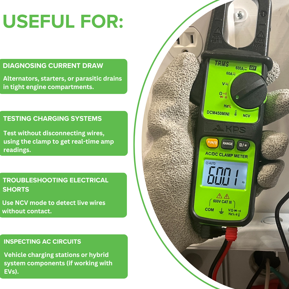 KPS DCM450MINI TRMS Clamp Meter – 600A AC with NCV, 6000-Count Display & Backlight