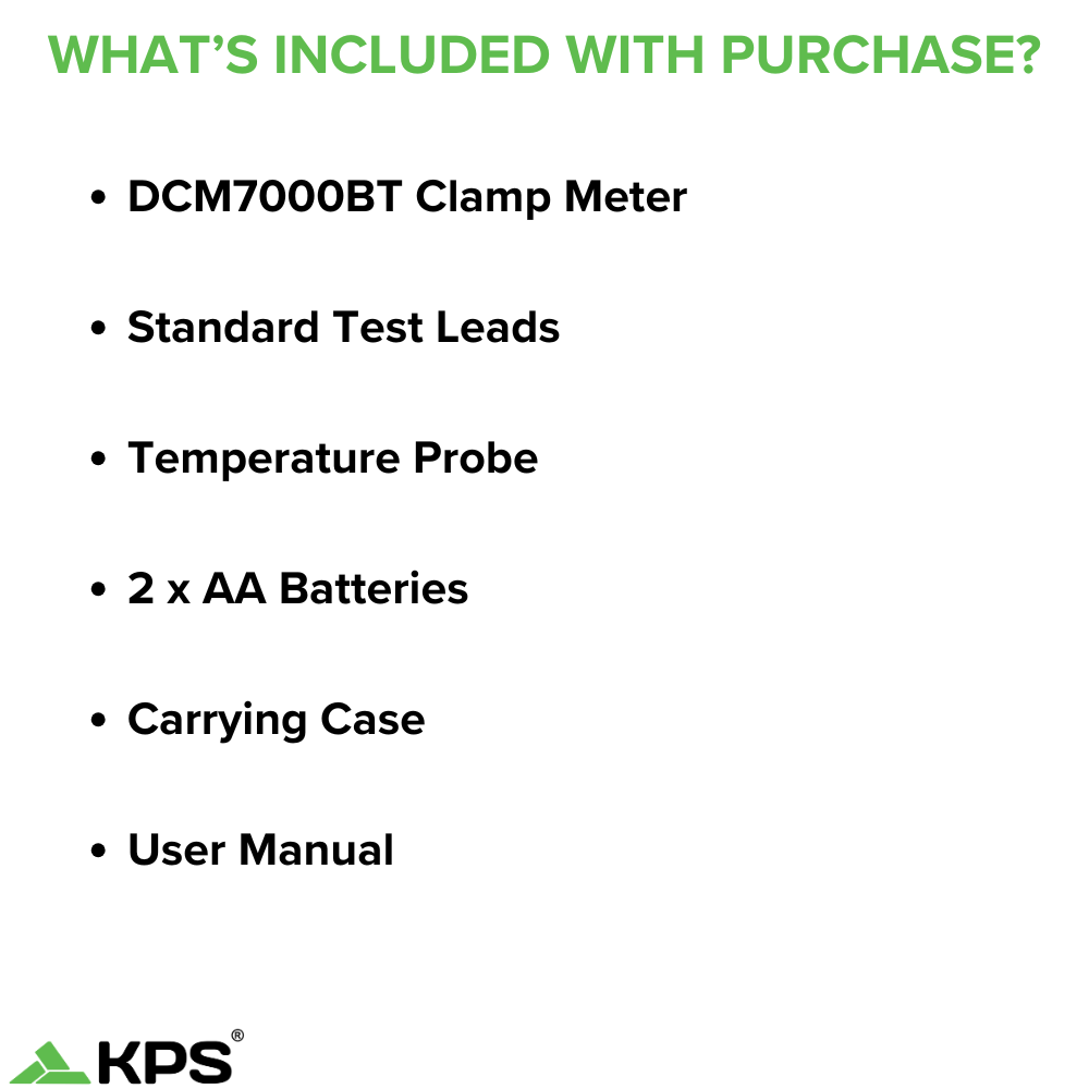Pinza amperimétrica KPS DCM7000 HVAC para voltaje CA/CC y corriente CA