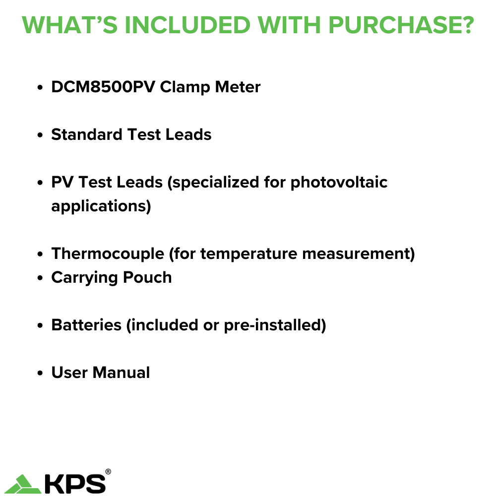 KPS DCM8500PV Solar Clamp Meter for AC/DC Voltage and AC/DC Current