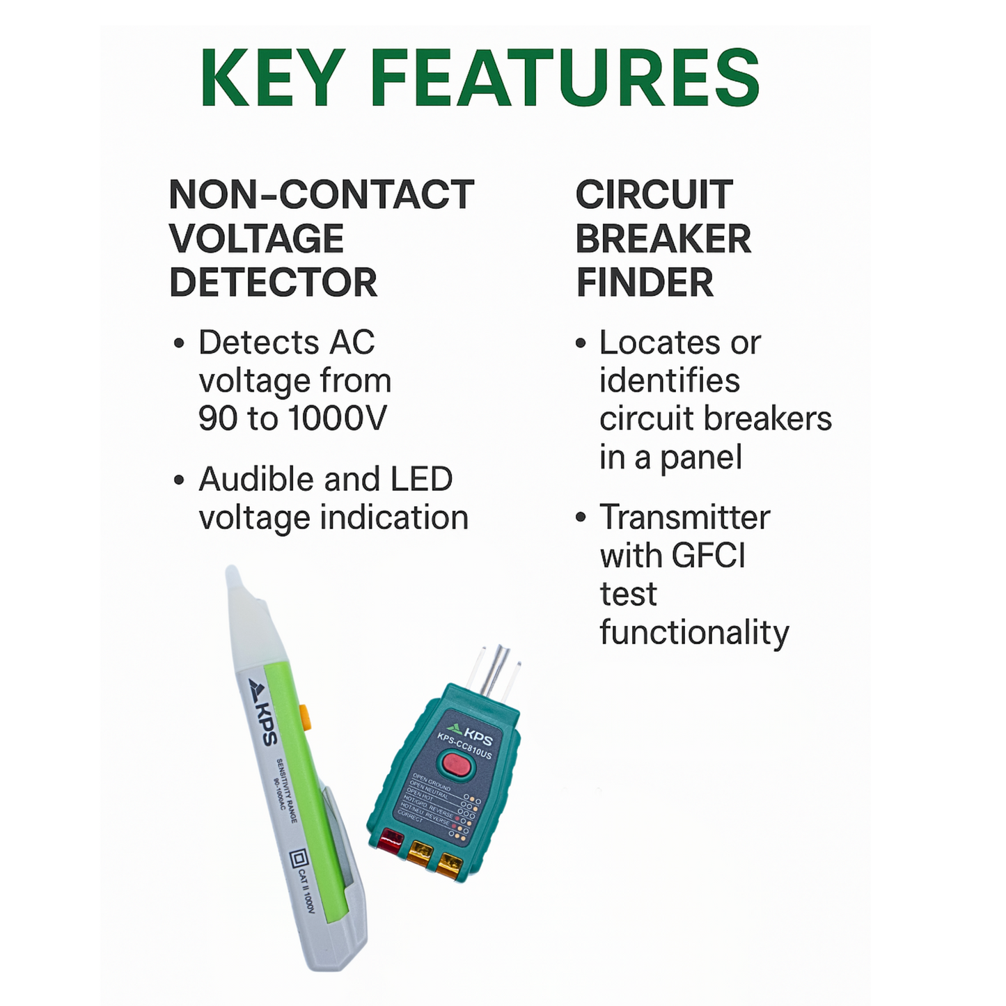 KPS Electrical Safety Starter Kit – DT10 Voltage Detector & CC810 GFCI Socket Tester