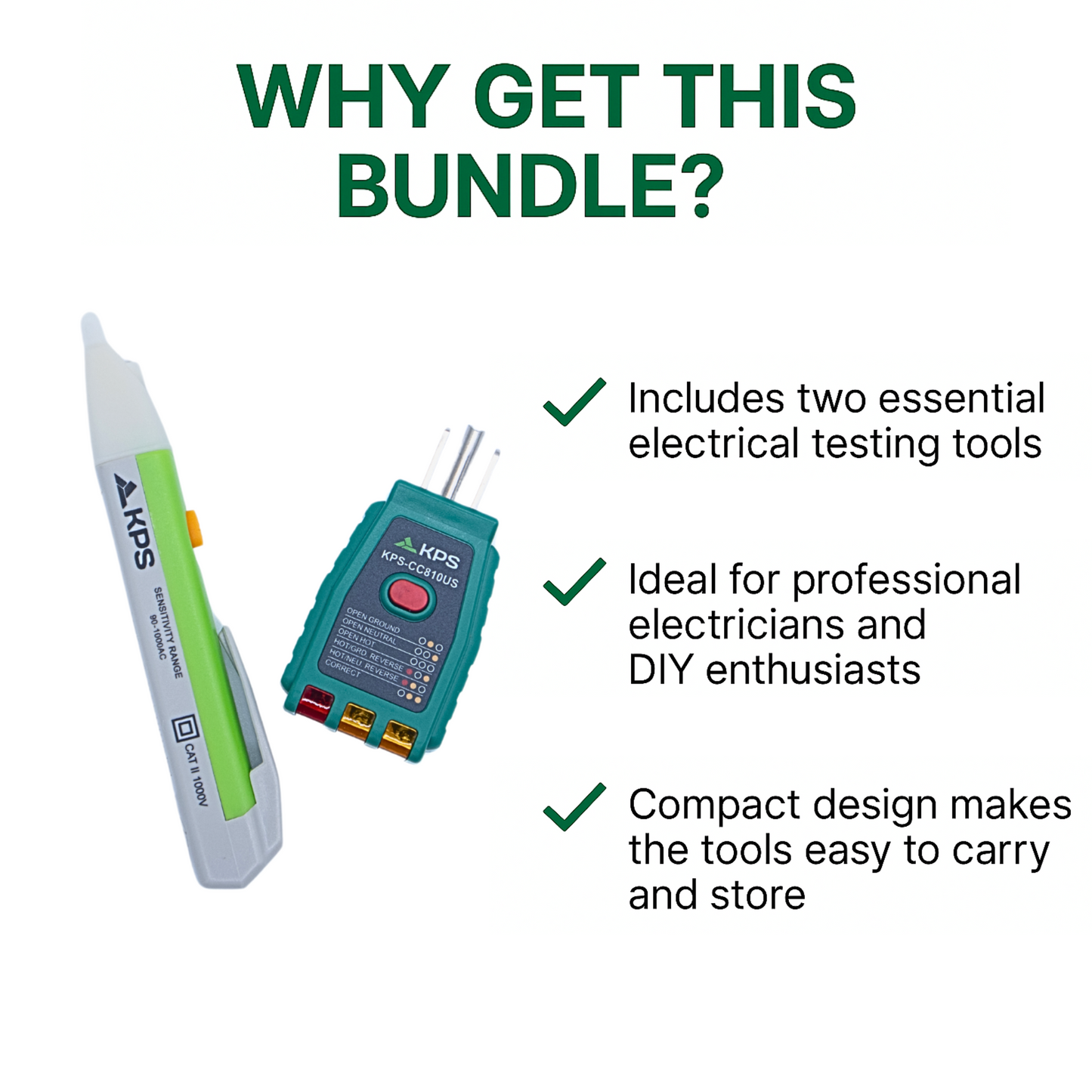 KPS Electrical Safety Starter Kit – DT10 Voltage Detector & CC810 GFCI Socket Tester
