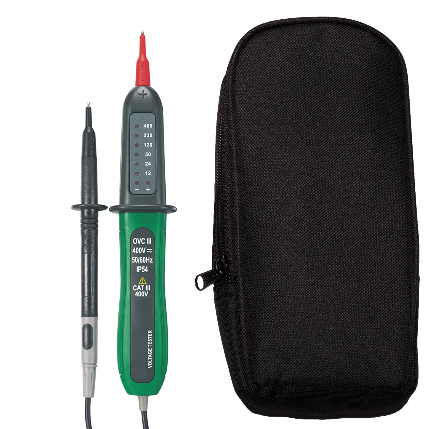 Comprobador de tensión bipolar KPS DT200 para tensión CA/CC hasta 400 V