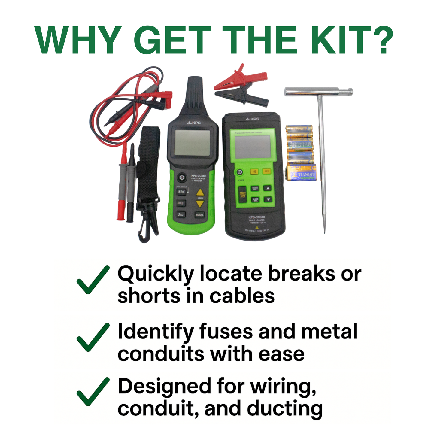 KPS CC840 Advanced Wire Tracer Kit – with PT15 10A Test Leads