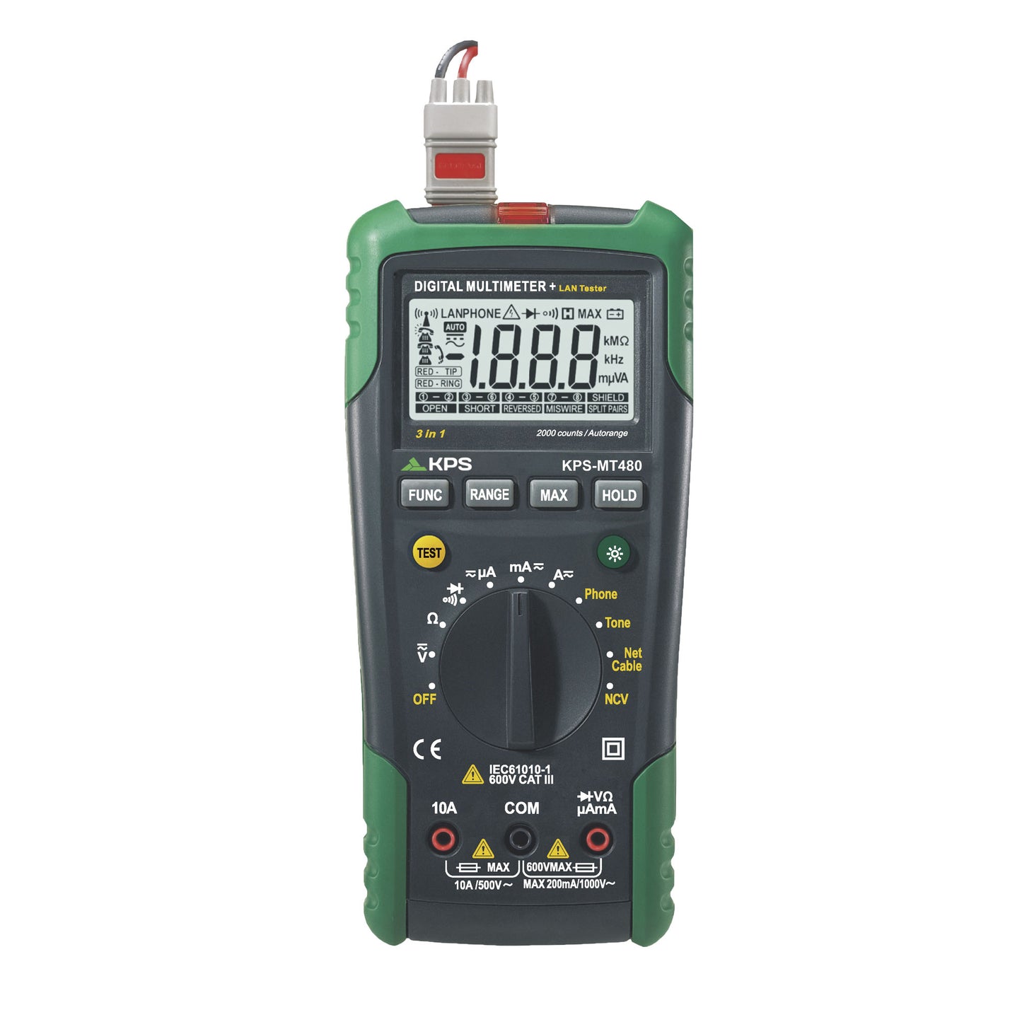 KPS MT480 Digital Multimeter with Lan Tester for AC/DC Voltage and AC/DC Current