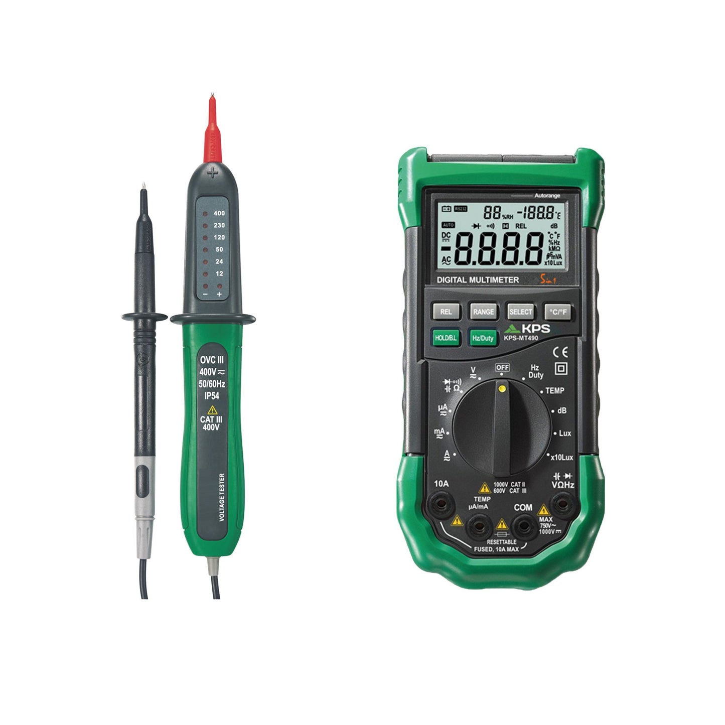 KPS MT490 Multimeter and DT200 Voltage Tester Bundle