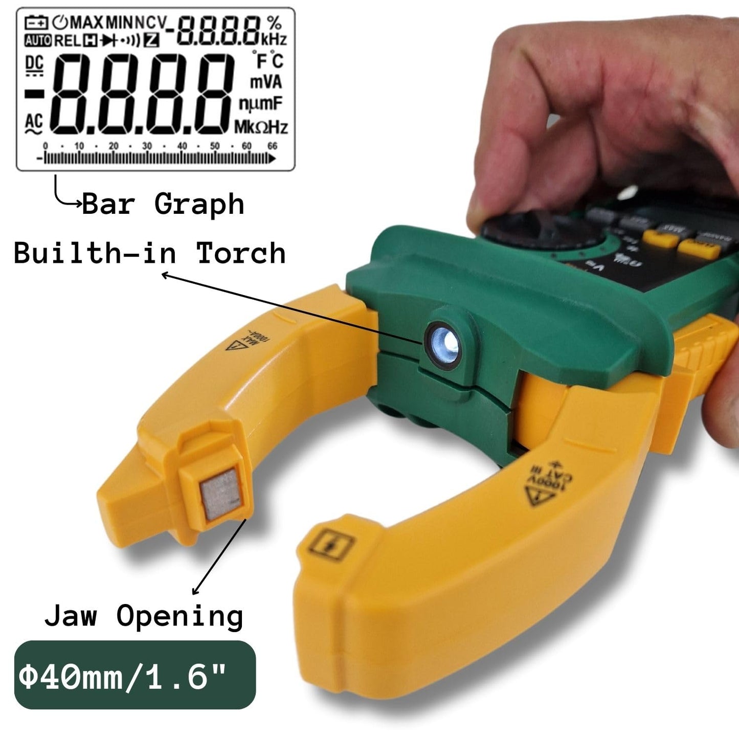 KPS PA700 Pinza amperimétrica digital industrial de verdadero valor eficaz para voltaje CA/CC y corriente CA