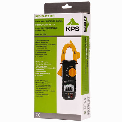 KPS PA420 Mini pinza amperimétrica digital para voltaje CA/CC y corriente CA
