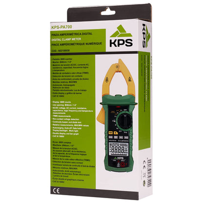 KPS PA700 Pinza amperimétrica digital industrial de verdadero valor eficaz para voltaje CA/CC y corriente CA