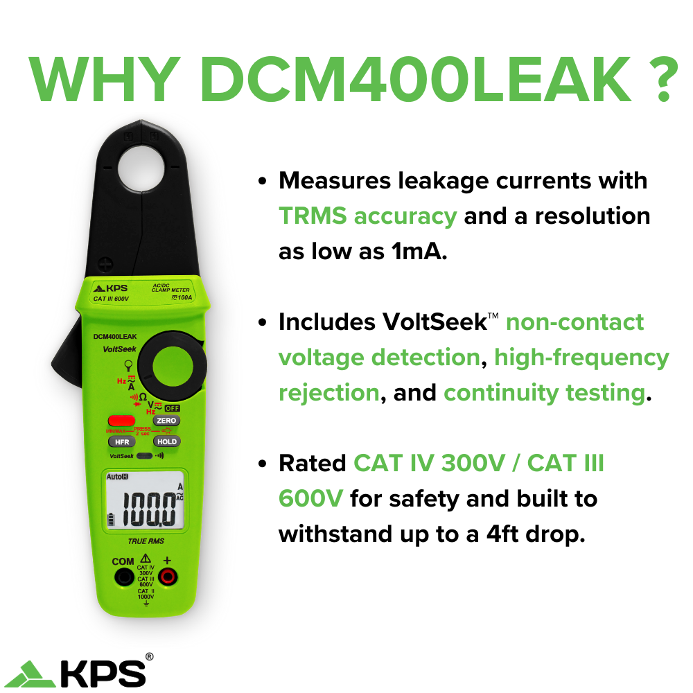 KPS DCM400LEAK - Digital Leakage Current Meter - Precision Electrical Fault Detection for Professionals