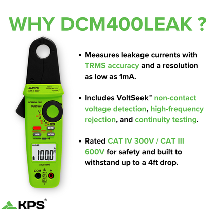 KPS DCM400LEAK - Digital Leakage Current Meter - Precision Electrical Fault Detection for Professionals