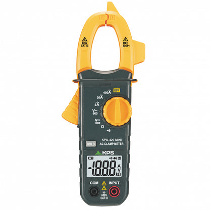 KPS PA420 Mini pinza amperimétrica digital para voltaje CA/CC y corriente CA