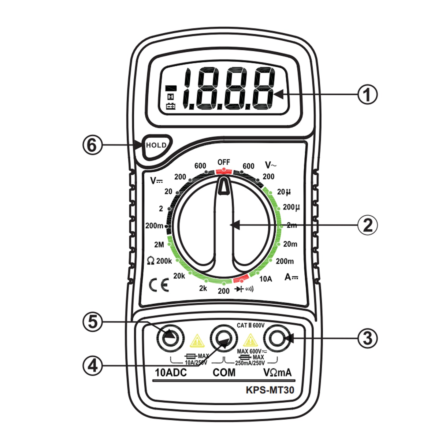 KPS MT30 Digital Multimeter for AC/DC Voltage and DC Current