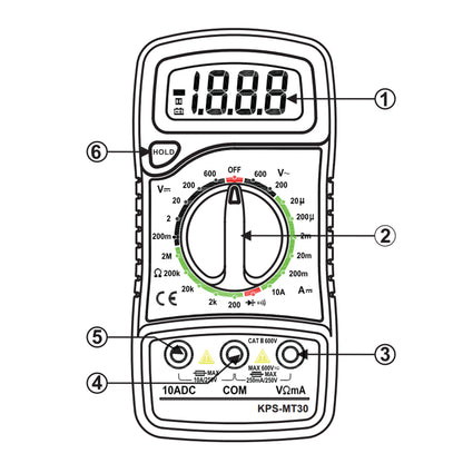 KPS MT30 Digital Multimeter for AC/DC Voltage and DC Current