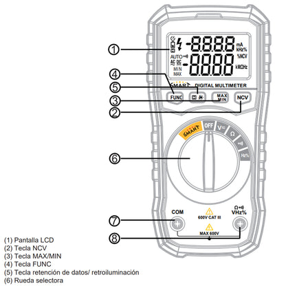 Multimètre numérique intelligent KPS MT900 pour tension AC/DC